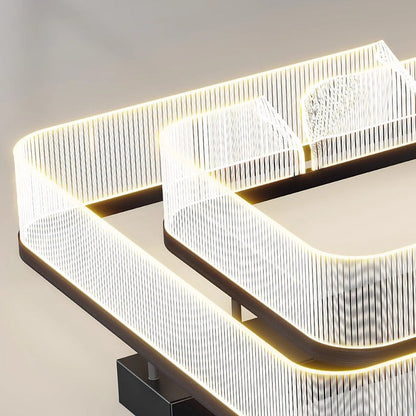Modern Luxury Rectangular Aluminum Iron Acrylic LED Semi-Flush Mount Ceiling Light For Living Room