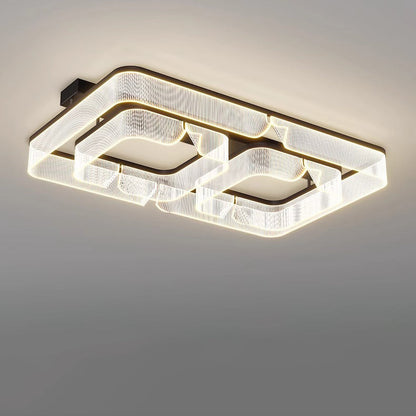 Modern Luxury Rectangular Aluminum Iron Acrylic LED Semi-Flush Mount Ceiling Light For Living Room