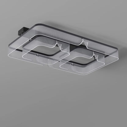 Modern Luxury Rectangular Aluminum Iron Acrylic LED Semi-Flush Mount Ceiling Light For Living Room