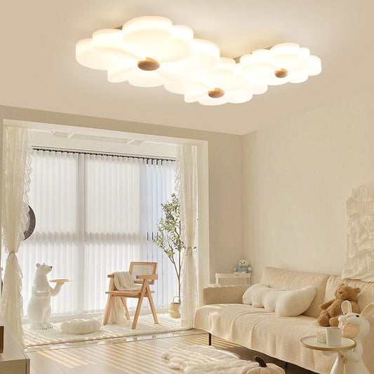 Contemporary Creative Flower String Iron Acrylic LED Flush Mount Ceiling Light For Living Room