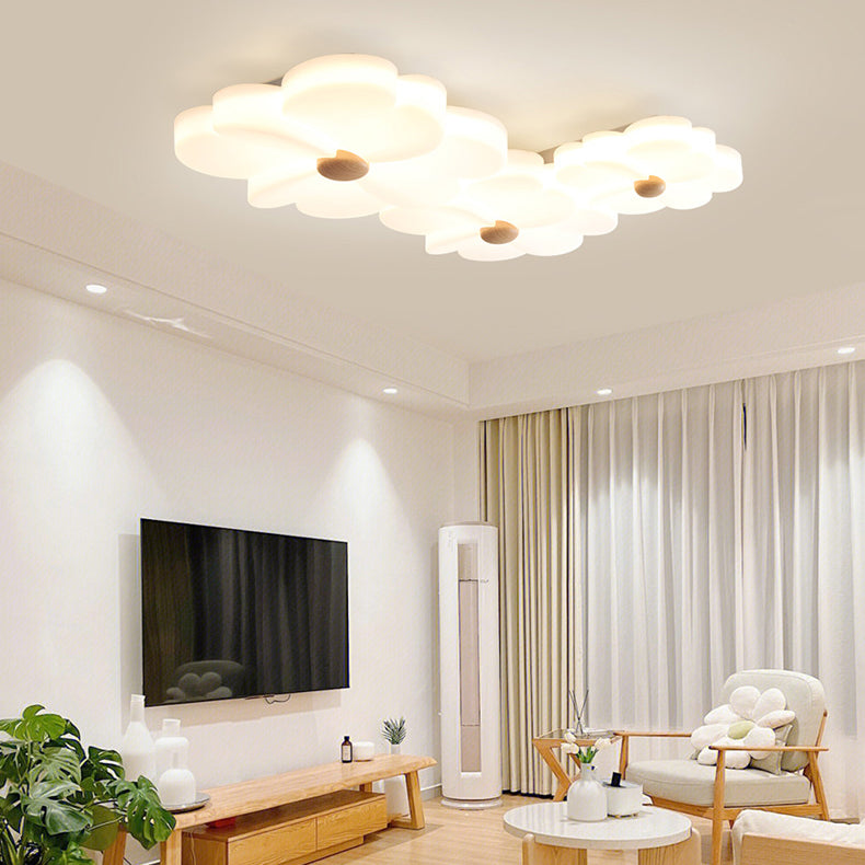 Contemporary Creative Flower String Iron Acrylic LED Flush Mount Ceiling Light For Living Room