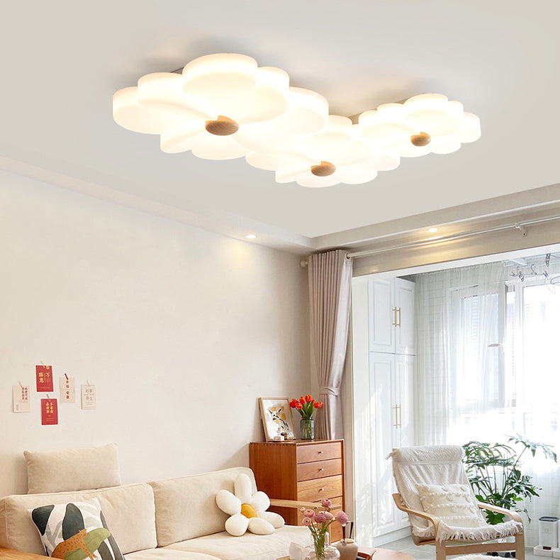 Contemporary Creative Flower String Iron Acrylic LED Flush Mount Ceiling Light For Living Room