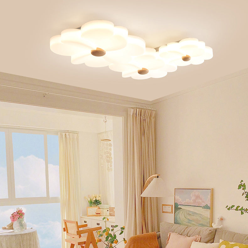 Contemporary Creative Flower String Iron Acrylic LED Flush Mount Ceiling Light For Living Room