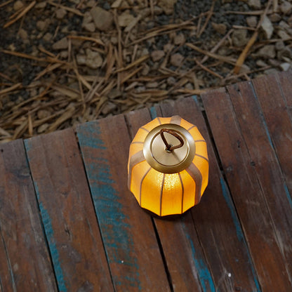 Traditional Chinese Lantern Cylinder Solid Wood Fabric LED Table Lamp For Bedroom