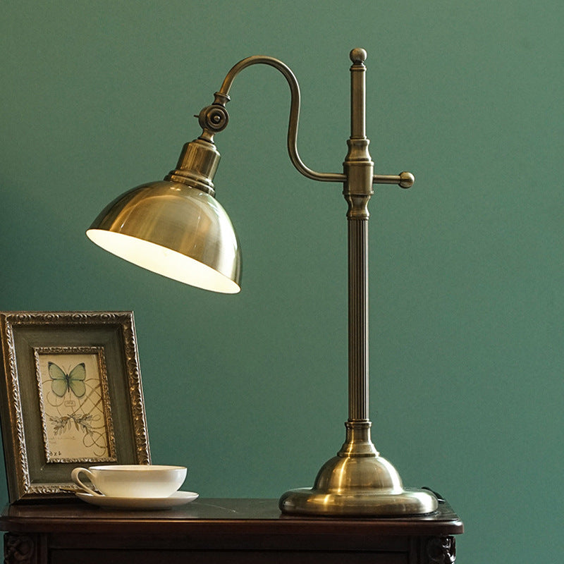 Contemporary Industrial Dome Iron 1-Light Table Lamp For Bedroom