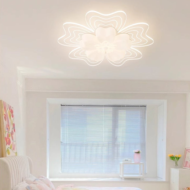 Modern Simplicity Flower Metal Acrylic LED Semi-Flush Mount Ceiling Light For Bedroom
