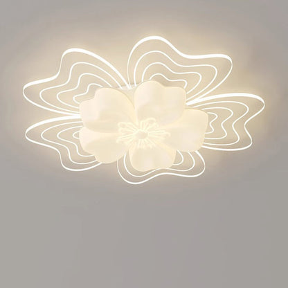 Modern Simplicity Flower Metal Acrylic LED Semi-Flush Mount Ceiling Light For Bedroom