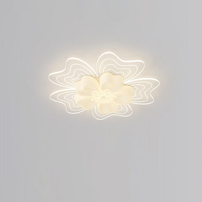 Modern Simplicity Flower Metal Acrylic LED Semi-Flush Mount Ceiling Light For Bedroom