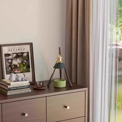 Traditional Vintage Cone Ash Wood Metal 1-Light Melting Wax Table Lamp For Bedroom