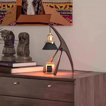 Traditional Vintage Cone Ash Wood Metal 1-Light Melting Wax Table Lamp For Bedroom