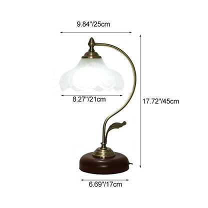 Modern Mid-Century Flower Iron Glass 1-Light Table Lamp For Bedroom