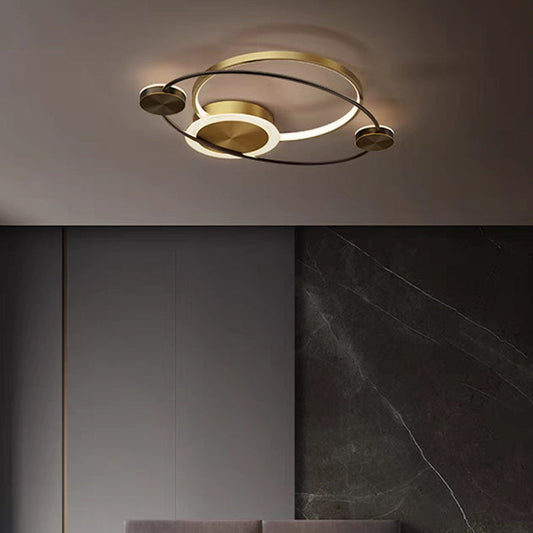 Modern Eclectic Star Ring Copper LED Flush Mount Ceiling Light For Bedroom