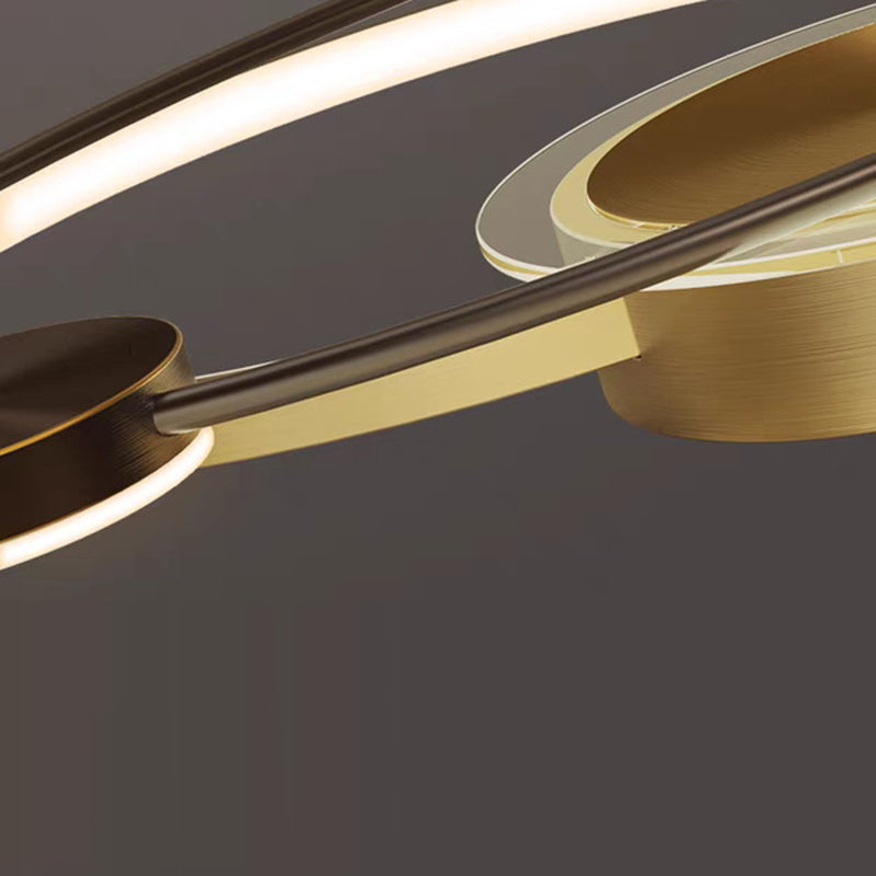 Modern Eclectic Star Ring Copper LED Flush Mount Ceiling Light For Bedroom