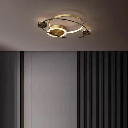 Modern Eclectic Star Ring Copper LED Flush Mount Ceiling Light For Bedroom