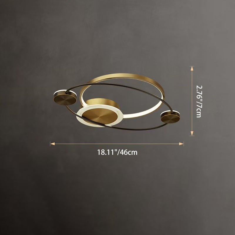 Modern Eclectic Star Ring Copper LED Flush Mount Ceiling Light For Bedroom