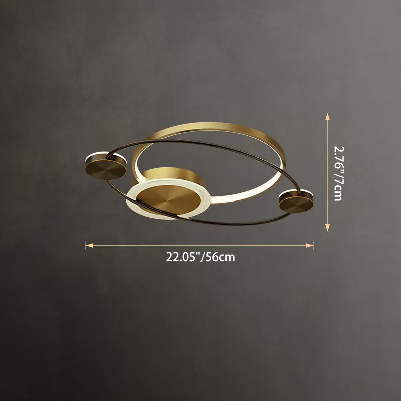 Modern Eclectic Star Ring Copper LED Flush Mount Ceiling Light For Bedroom