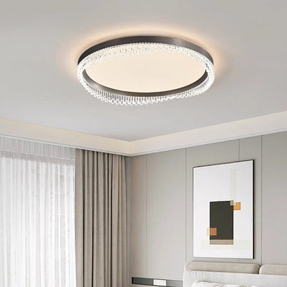 Modern Minimalist Round Aluminum Acrylic LED Flush Mount Ceiling Light For Bedroom