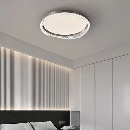 Modern Minimalist Round Aluminum Acrylic LED Flush Mount Ceiling Light For Bedroom