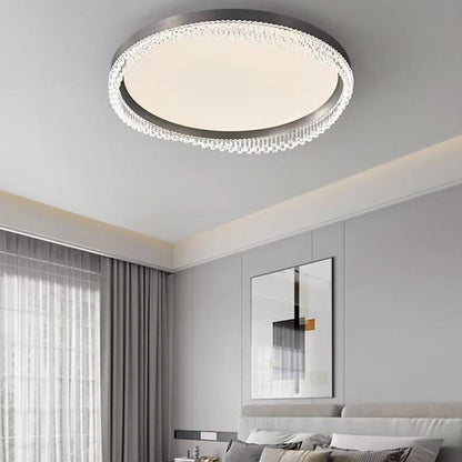 Modern Minimalist Round Aluminum Acrylic LED Flush Mount Ceiling Light For Bedroom