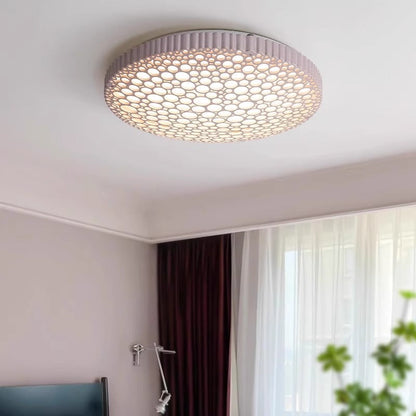 Contemporary Creative Honeycomb Round Iron Acrylic LED Flush Mount Ceiling Light For Bedroom