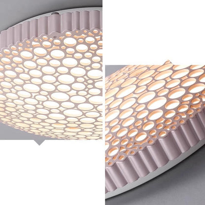 Contemporary Creative Honeycomb Round Iron Acrylic LED Flush Mount Ceiling Light For Bedroom