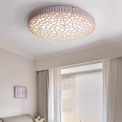 Contemporary Creative Honeycomb Round Iron Acrylic LED Flush Mount Ceiling Light For Bedroom