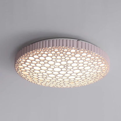 Contemporary Creative Honeycomb Round Iron Acrylic LED Flush Mount Ceiling Light For Bedroom