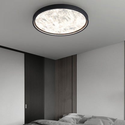 Modern Luxury Round Aluminum Leather LED Flush Mount Ceiling Light For Bedroom