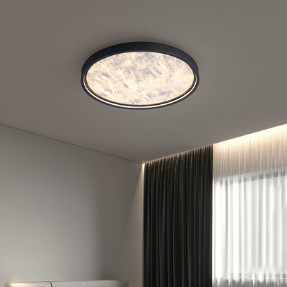 Modern Luxury Round Aluminum Leather LED Flush Mount Ceiling Light For Bedroom