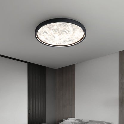Modern Luxury Round Aluminum Leather LED Flush Mount Ceiling Light For Bedroom