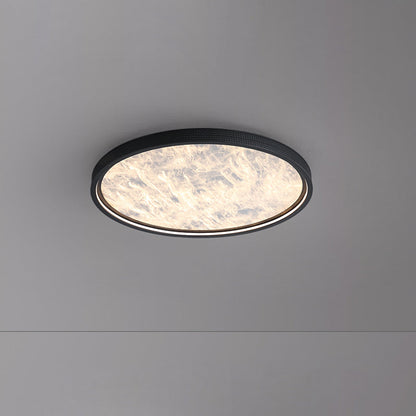 Modern Luxury Round Aluminum Leather LED Flush Mount Ceiling Light For Bedroom