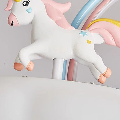 Contemporary Creative Kids Pony Iron Resin Acrylic LED Semi-Flush Mount Ceiling Light For Bedroom