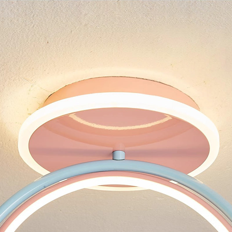 Contemporary Creative Kids Pony Iron Resin Acrylic LED Semi-Flush Mount Ceiling Light For Bedroom