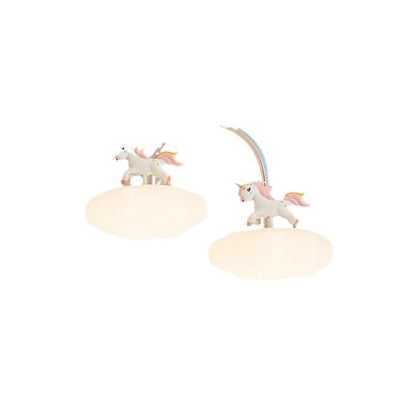 Contemporary Creative Kids Pony Iron Resin Acrylic LED Semi-Flush Mount Ceiling Light For Bedroom
