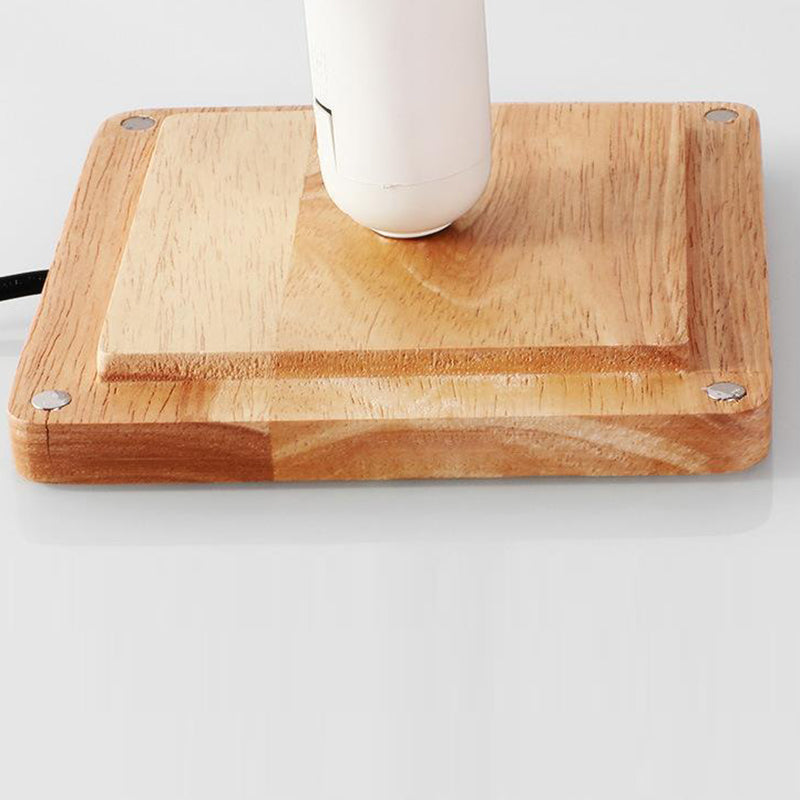 Traditional Japanese Cube Rubberwood Magnet 1-Light Table Lamp For Bedroom