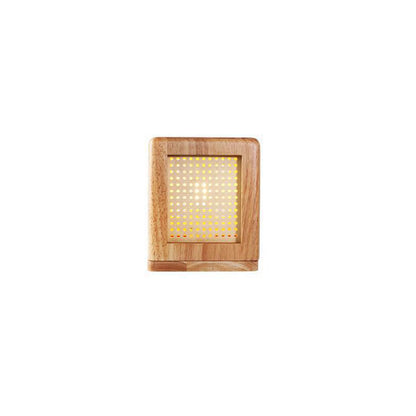 Traditional Japanese Cube Rubberwood Magnet 1-Light Table Lamp For Bedroom