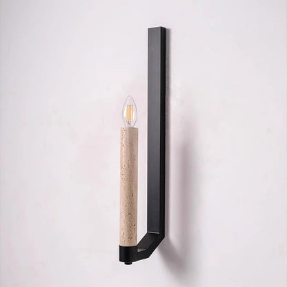 Contemporary Retro Candle Yellow Travertine Iron 1-Light Wall Sconce Lamp For Living Room