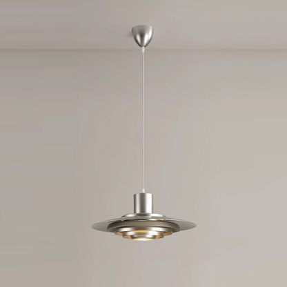 Contemporary Scandinavian Round Flying Saucer Aluminum 1-Light Pendant Light For Living Room