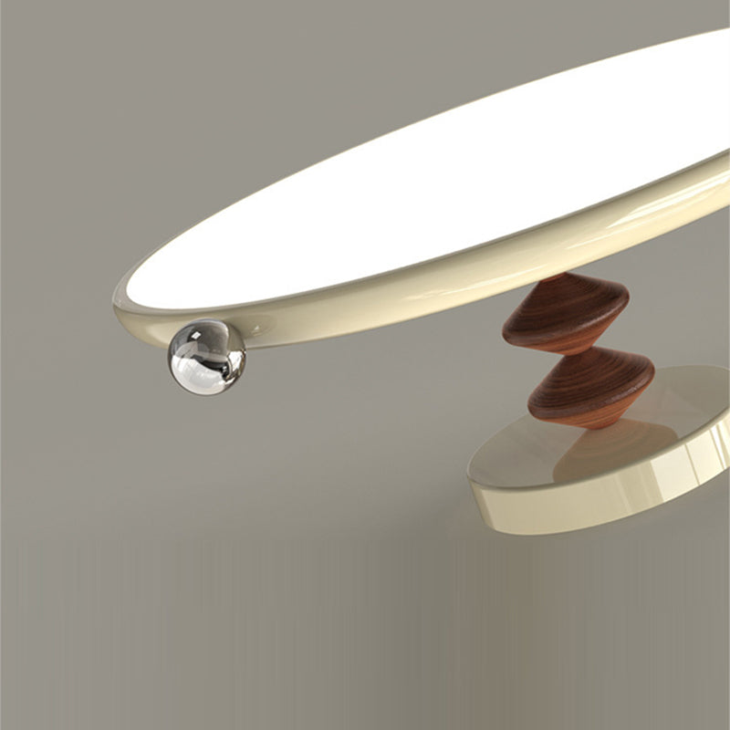 Contemporary Retro Round Iron PVC LED Semi-Flush Mount Ceiling Light For Bedroom