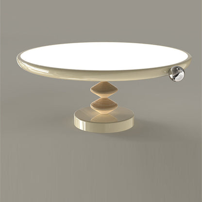 Contemporary Retro Round Iron PVC LED Semi-Flush Mount Ceiling Light For Bedroom