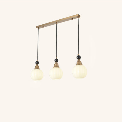 Contemporary Retro Globe Solid Wood Iron Glass 3-Light Chandelier Island Light For Living Room