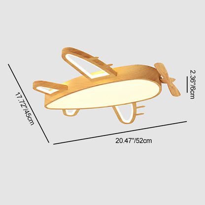 Modern Eclectic Kids Cartoon Airplane Iron Acrylic LED Flush Mount Ceiling Light For Bedroom
