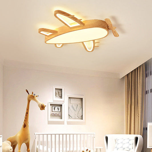 Modern Eclectic Kids Cartoon Airplane Iron Acrylic LED Flush Mount Ceiling Light For Bedroom