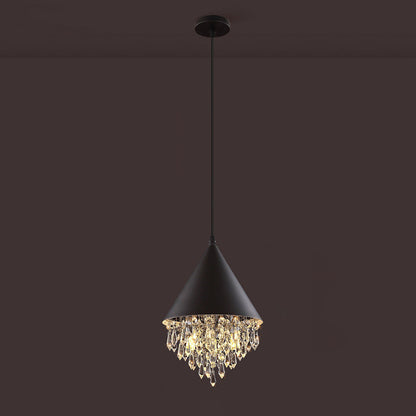 Contemporary Scandinavian Dome Aluminum Stainless Steel Crystal 3-Light Pendant Light For Bedroom