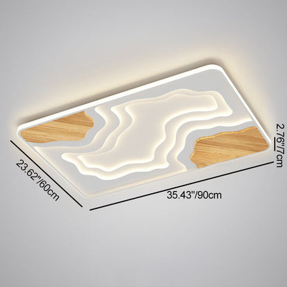 Contemporary Scandinavian Round Rubberwood Acrylic LED Flush Mount Ceiling Light For Bedroom