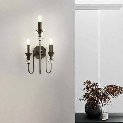 Modern Luxury Candle Copper 1/2/3 Light Wall Sconce Lamp For Bedroom