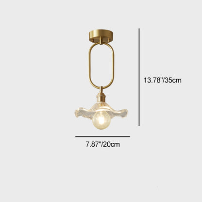 Modern Minimalist Flower Iron Glass 1-Light Semi-Flush Mount Ceiling Light For Hallway