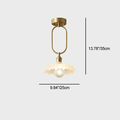 Modern Minimalist Flower Iron Glass 1-Light Semi-Flush Mount Ceiling Light For Hallway