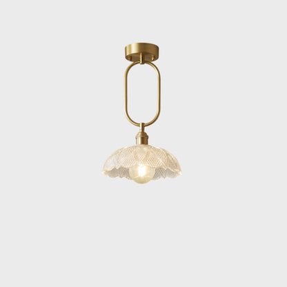 Modern Minimalist Flower Iron Glass 1-Light Semi-Flush Mount Ceiling Light For Hallway