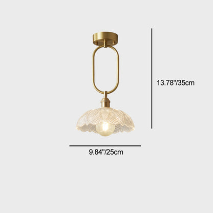 Modern Minimalist Flower Iron Glass 1-Light Semi-Flush Mount Ceiling Light For Hallway
